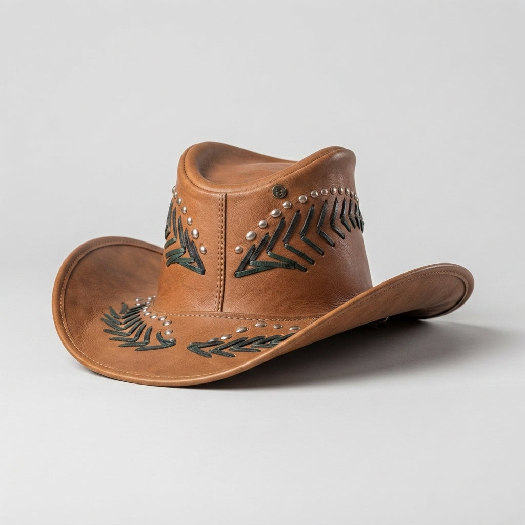 New Men Handmade Western Cowboy Leather Hat