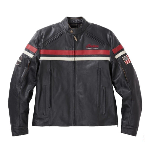 Genuine Indian Motorcycle Freeway Jacket Black Red New Leather Outlet