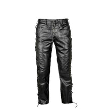 Load image into Gallery viewer, Genuine Sheep Leather Black Biker Pant Leather Outlet
