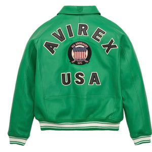 Green Avirex  Bomber Leather Jacket