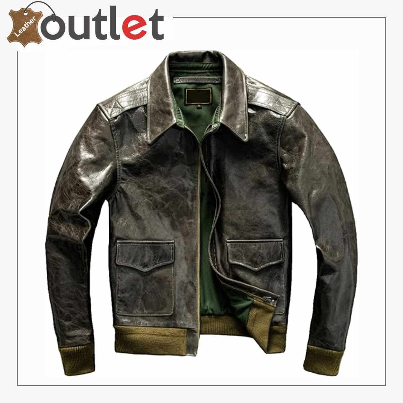 Grüne Pilotenlederjacke Herren