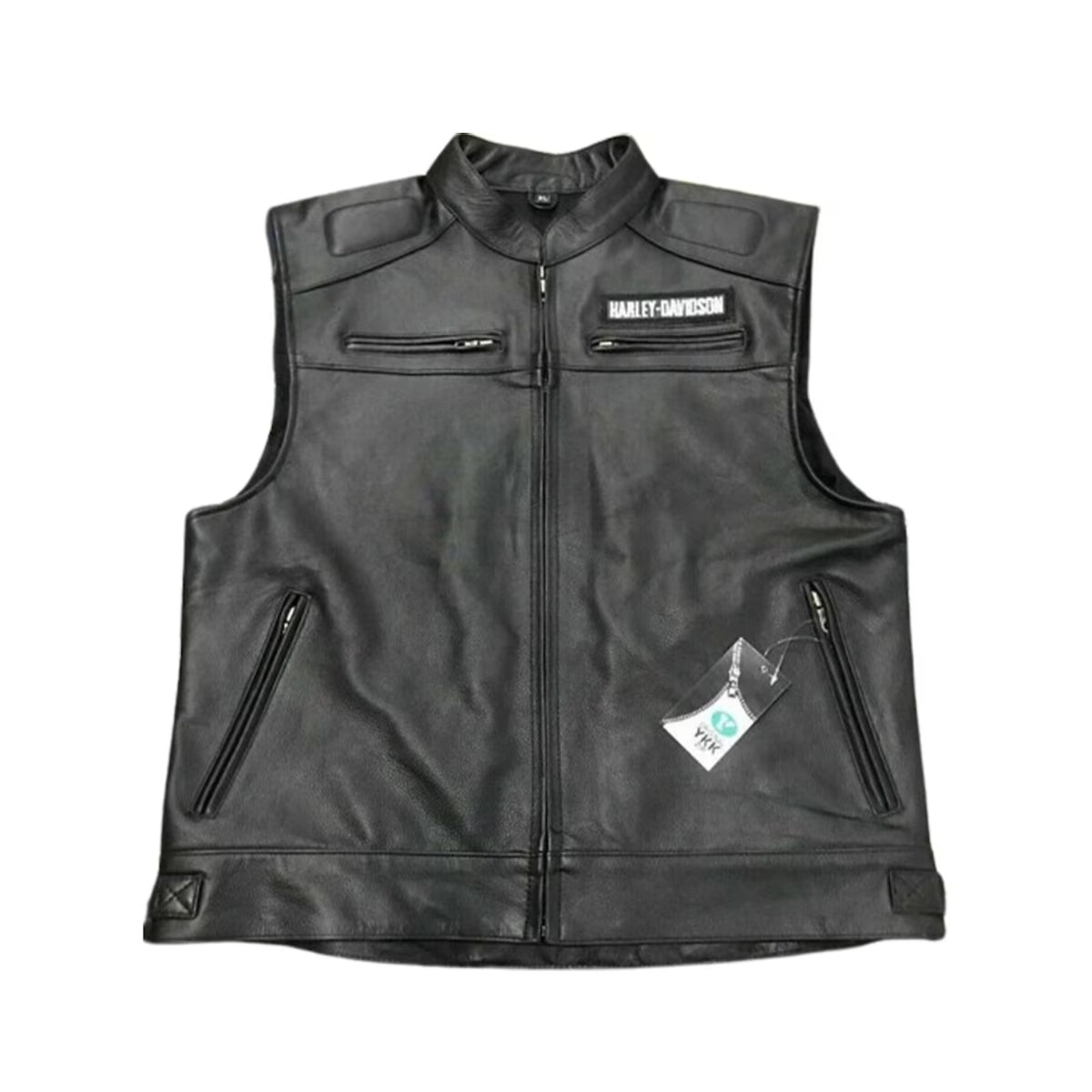 H-Davidson Men's Black Biker Real Leather Vest Leather Outlet