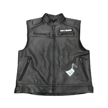 Load image into Gallery viewer, H-Davidson Men&#39;s Black Biker Real Leather Vest Leather Outlet
