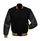 Handmade Black Bomber Baseball Varsity Jacket Leather Outlet