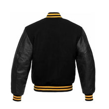 Load image into Gallery viewer, Handmade Black Bomber Baseball Varsity Jacket Leather Outlet
