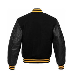 Handmade Black Bomber Baseball Varsity Jacket Leather Outlet