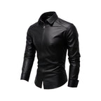 Men Handmade Soft Black Sheep Leather Shirt Leather Outlet