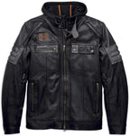 Harley-Davidson Bridgeport 3-in-1 Black Leather Jacket with Hoodie