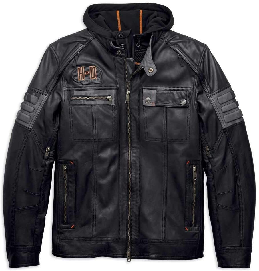 Harley-Davidson Bridgeport 3-in-1 Black Leather Jacket with Hoodie