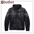 Harley-Davidson Herren Lederjacke Bridgeport Schwarz mit Kapuzenpulli 3-in-1