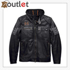 Harley-Davidson Herren Lederjacke Bridgeport Schwarz mit Kapuzenpulli 3-in-1