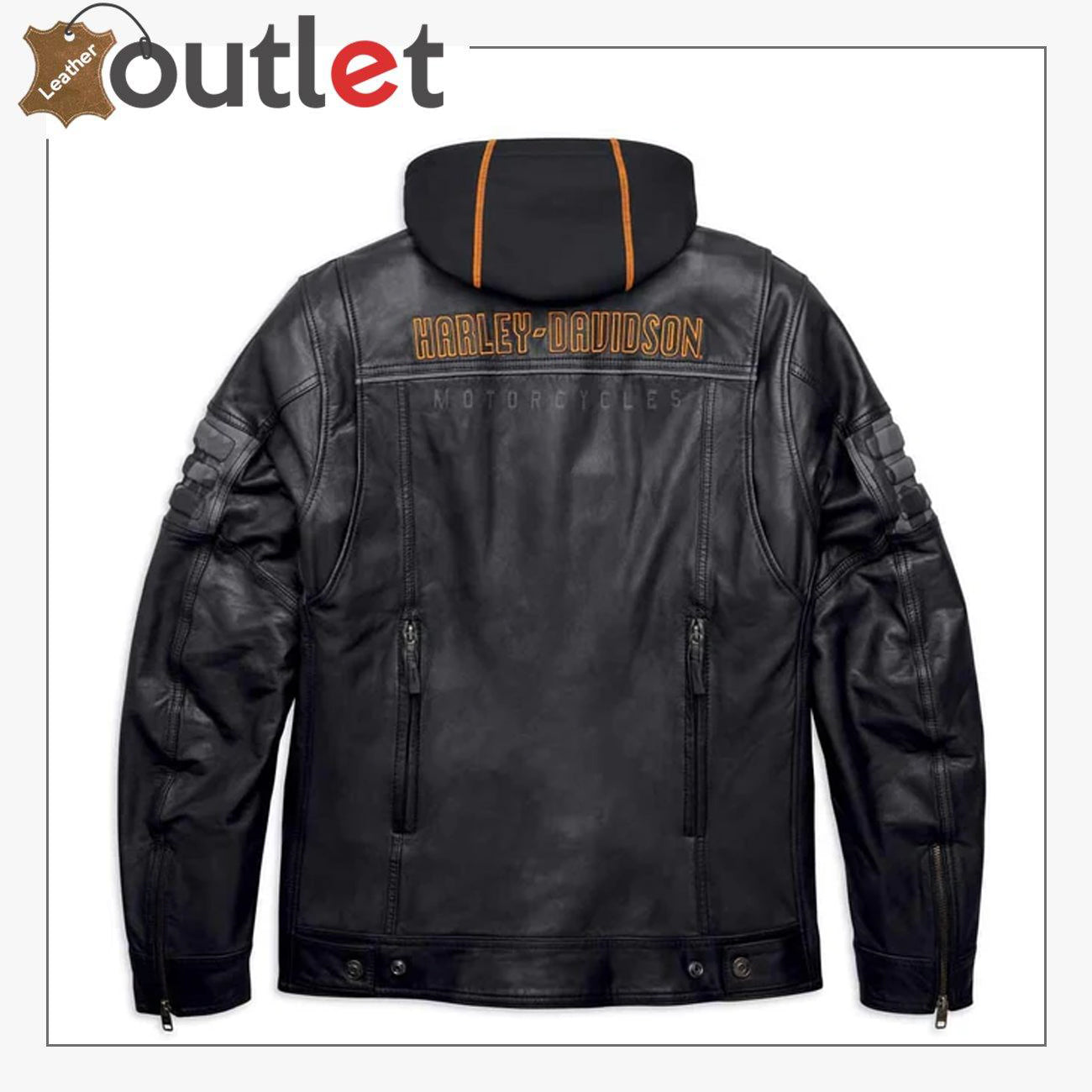 Harley-Davidson Herren Lederjacke Bridgeport Schwarz mit Kapuzenpulli 3-in-1