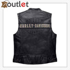 Harley-Davidson Men’s Embroidered Passing Link Leather Vest Leather Outlet