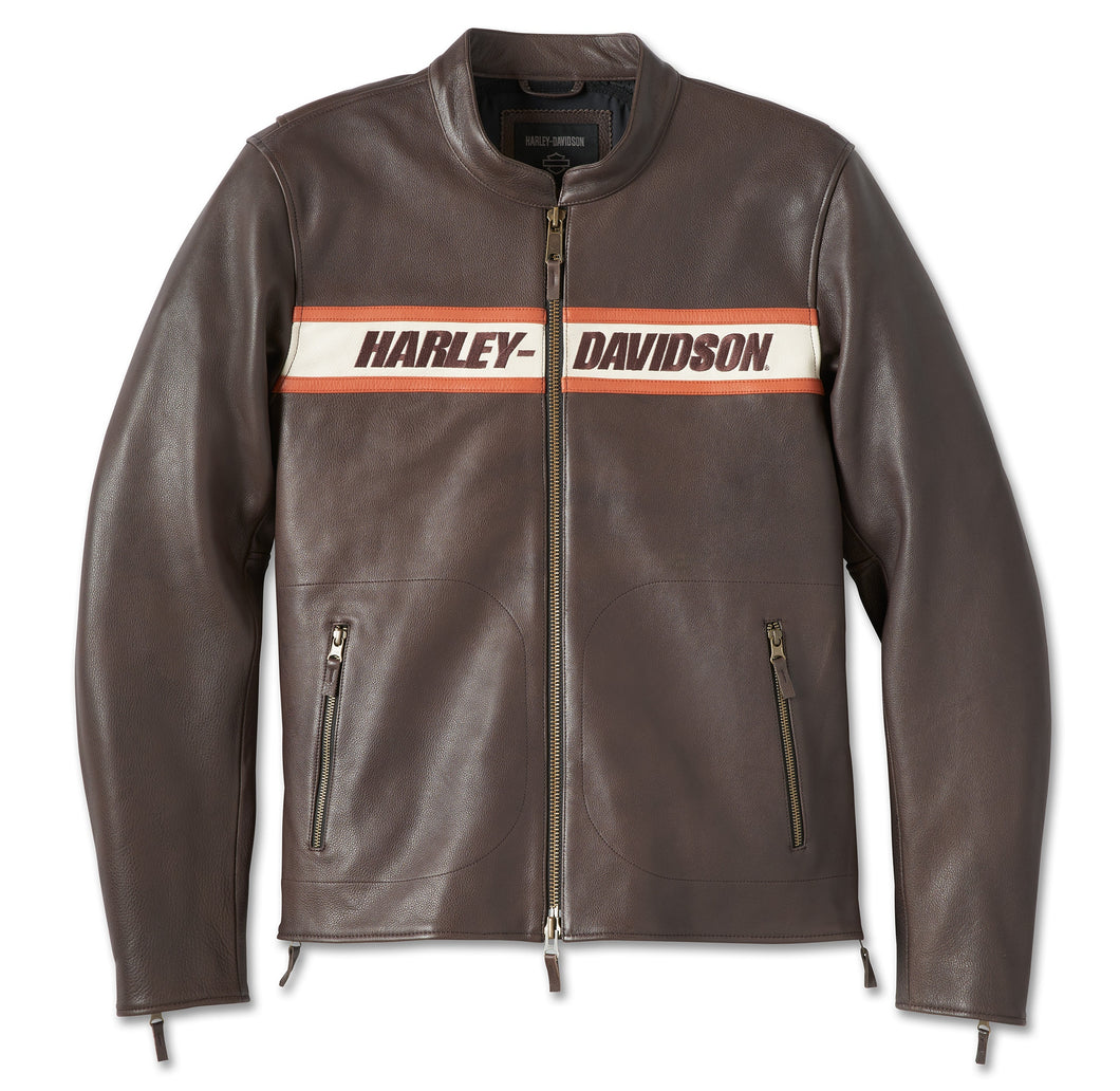 Harley-Davidson Victory Lane Brown Café Racer Leather Jacket