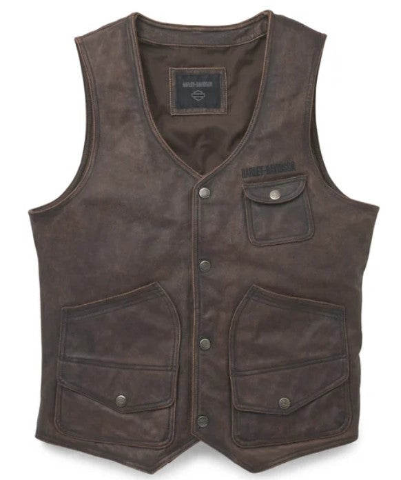 Harley-Davidson Herren Bikerweste Bremen aus schwarzem Leder
