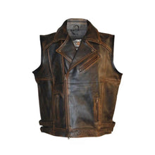 Load image into Gallery viewer, Harley Davidson Men&#39;s Biker Café Racer Leather Vest Leather Outlet
