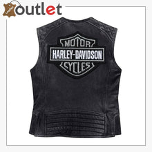 Load image into Gallery viewer, Harley Davidson Men&#39;s Genuine Leather Black Biker Vest
