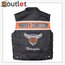 Load image into Gallery viewer, Harley Davidson Men&#39;s Genuine Motorcycle Black Leather Vest

