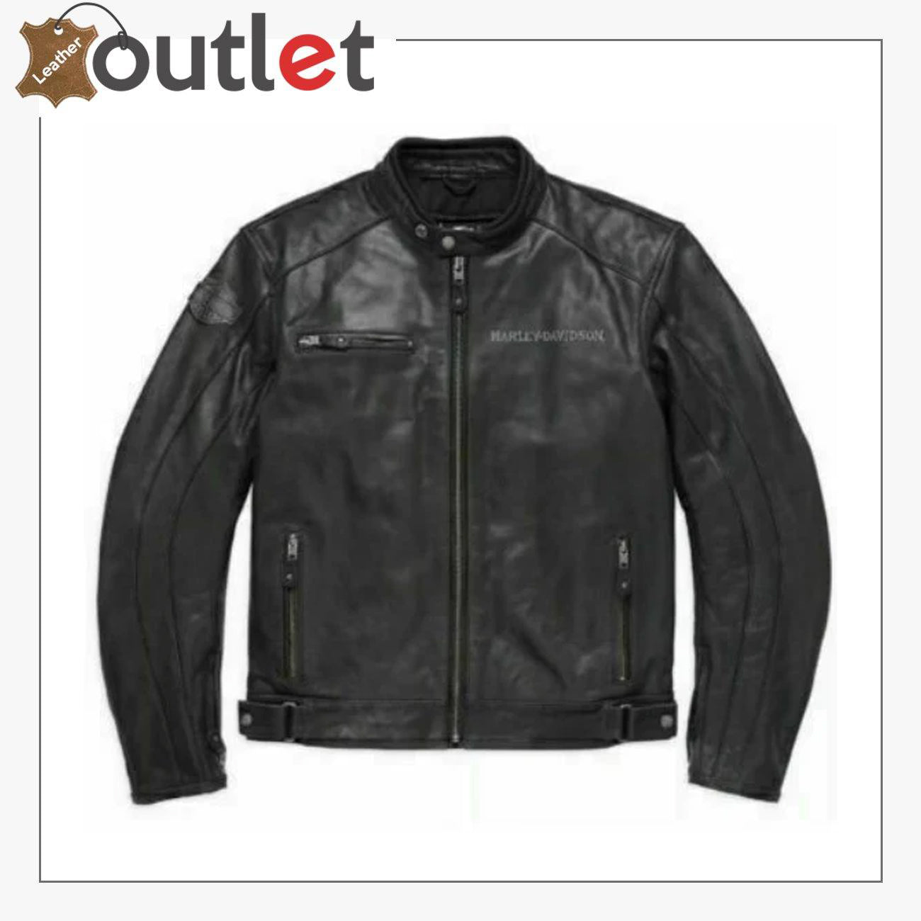 Harley Davidson Men's Reflective Skull Leather Jacket - Premium