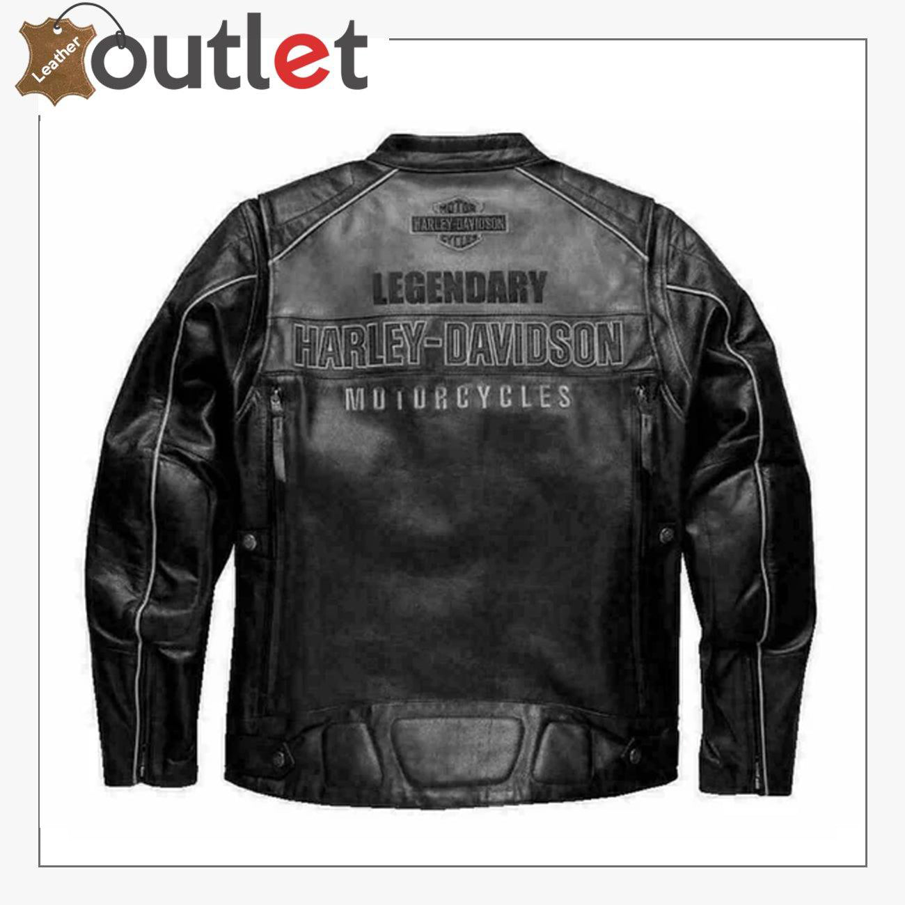 Harley Davidson Herren Lederjacke VOTARY Schwarz Grau
