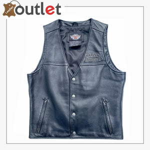 Harley Davidson Mens Elements Black Eagle Leather Vest