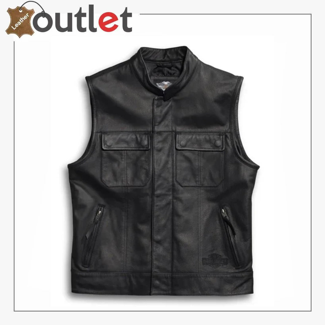 Harley Davidson Mens Foster Reflective Leather Vest