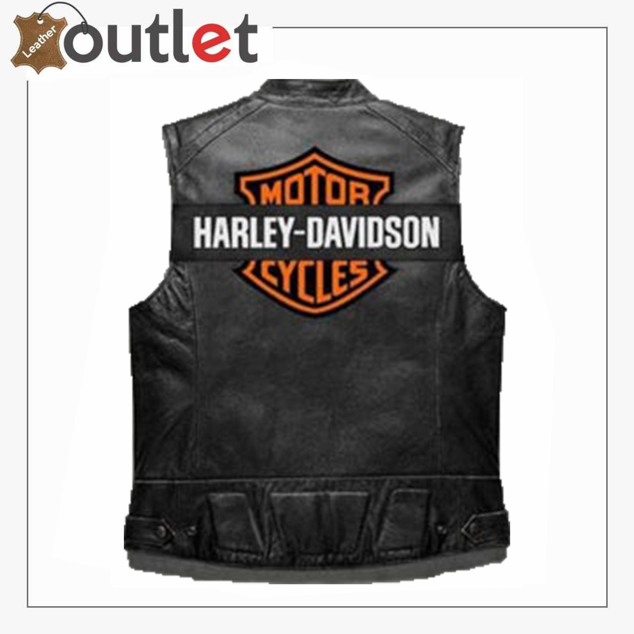 Harley Davidson Herren Motorrad Lederweste mit gesticktem Aufnäher