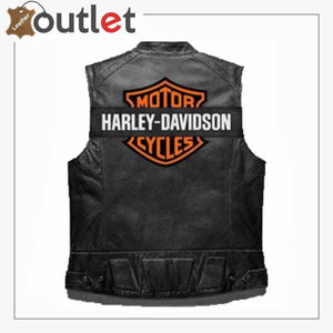 Harley Davidson Mens Motorcycle Embroidered Patch Leather Vest