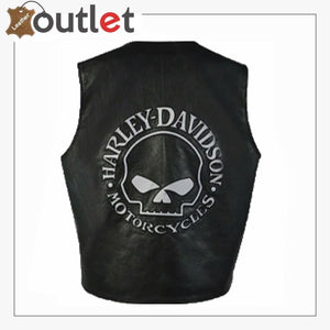 Harley Davidson Mens Vest Motorcycle Cowhide Premium Leather