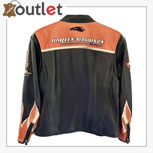 Harley Davidson Orange Screaming Eagle Leather Jacket