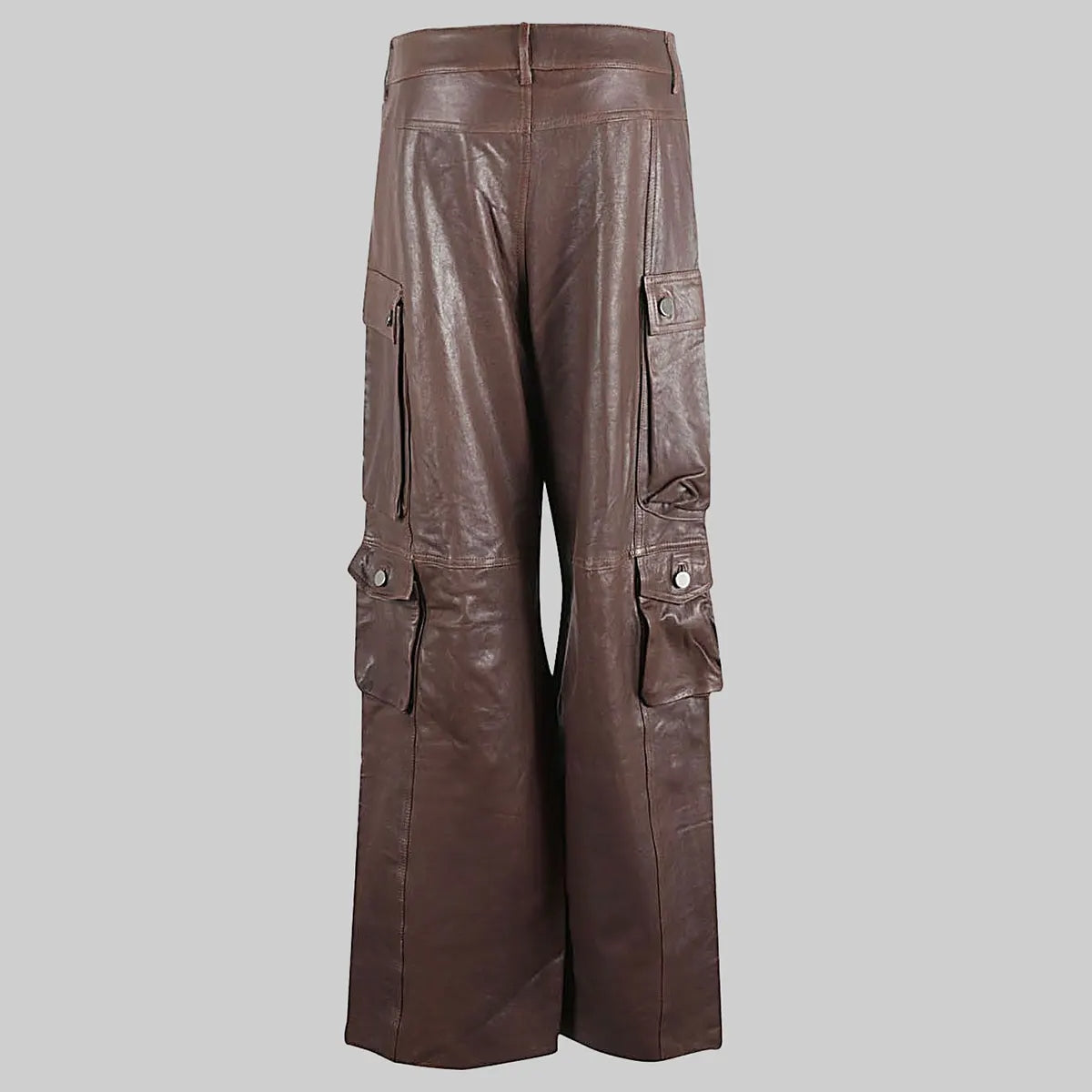 Damen Cargohose aus braunem Leder – Weite Utility-Hose aus Echtleder