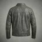 Herren Motorradjacke aus schwarzem Leder im Harley-Stil – Edition mit orange-weißen Rennstreifen