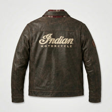 Laden Sie das Bild in den Galerie-Viewer, Herren-Motorradjacke aus Leder mit Sternendetails – Hochwertige Biker-Performance-Ausrüstung
