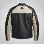 Herren Harley-Stil Echtlederjacke – Sternbestickte Schulter Moto
