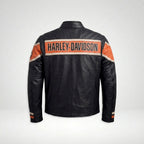 Men’s Harley-Style Distressed Black Leather Jacket – Vintage Heritage Edition