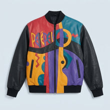 Laden Sie das Bild in den Galerie-Viewer, Herren Artistic Plüsch-Lederjacke – Statement Edition im Picasso-Stil
