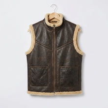 Load image into Gallery viewer, Aero Outlaw Shearling Leather Vest – Classic Biker Style
