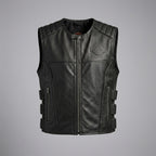 Titan-Flow Perforated Leather Motorcycle Vest – Breathable Moto Style