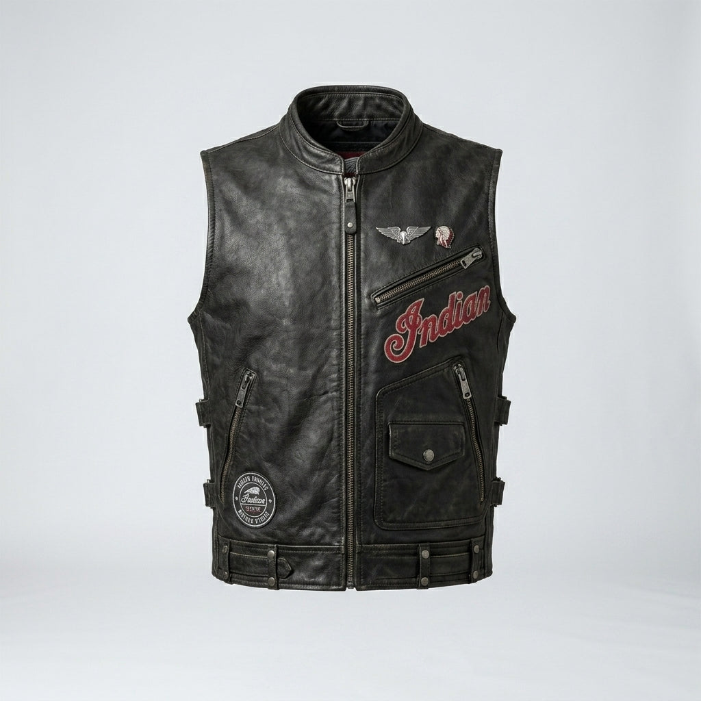 Indian Motorcycle Genuine Leather Vest – Classic Rider Edition