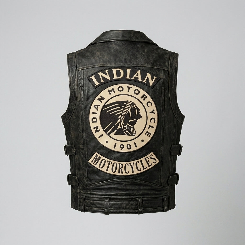 Indian Motorcycle Genuine Leather Vest – Classic Rider Edition