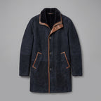 Men’s Genuine Shearling Sheepskin Leather Coat – Luxury Winter Overcoat
