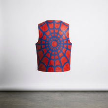 Load image into Gallery viewer, Red Spider Web Leather Vest – Bold Streetwear Biker Style
