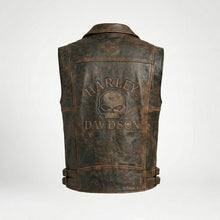 Laden Sie das Bild in den Galerie-Viewer, Distressed Leder Biker Weste für Herren – Klassischer Harley-Stil
