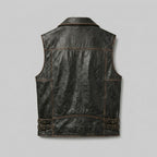 Vintage Cowhide Leather Motorcycle Vest for Men – Classic Biker Style
