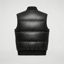 Load image into Gallery viewer, Naro Black Leather Puffer Vest – Buttery Soft Luxury Style

