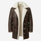 Men’s Sherpa Lined Lambskin Leather Coat – Swedish Shearling Bomber Style