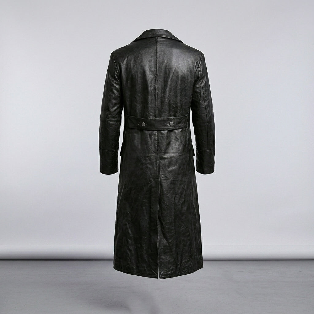 Men’s German Officer WW2 Style Leather Trench Coat – Classic Military Edition
