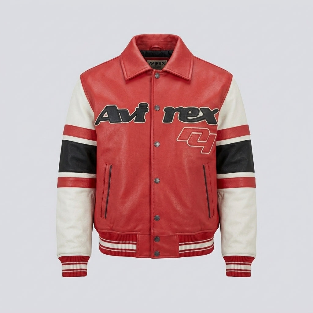 All Star Varsity Leather Bomber Jacket – Salvage Red Edition