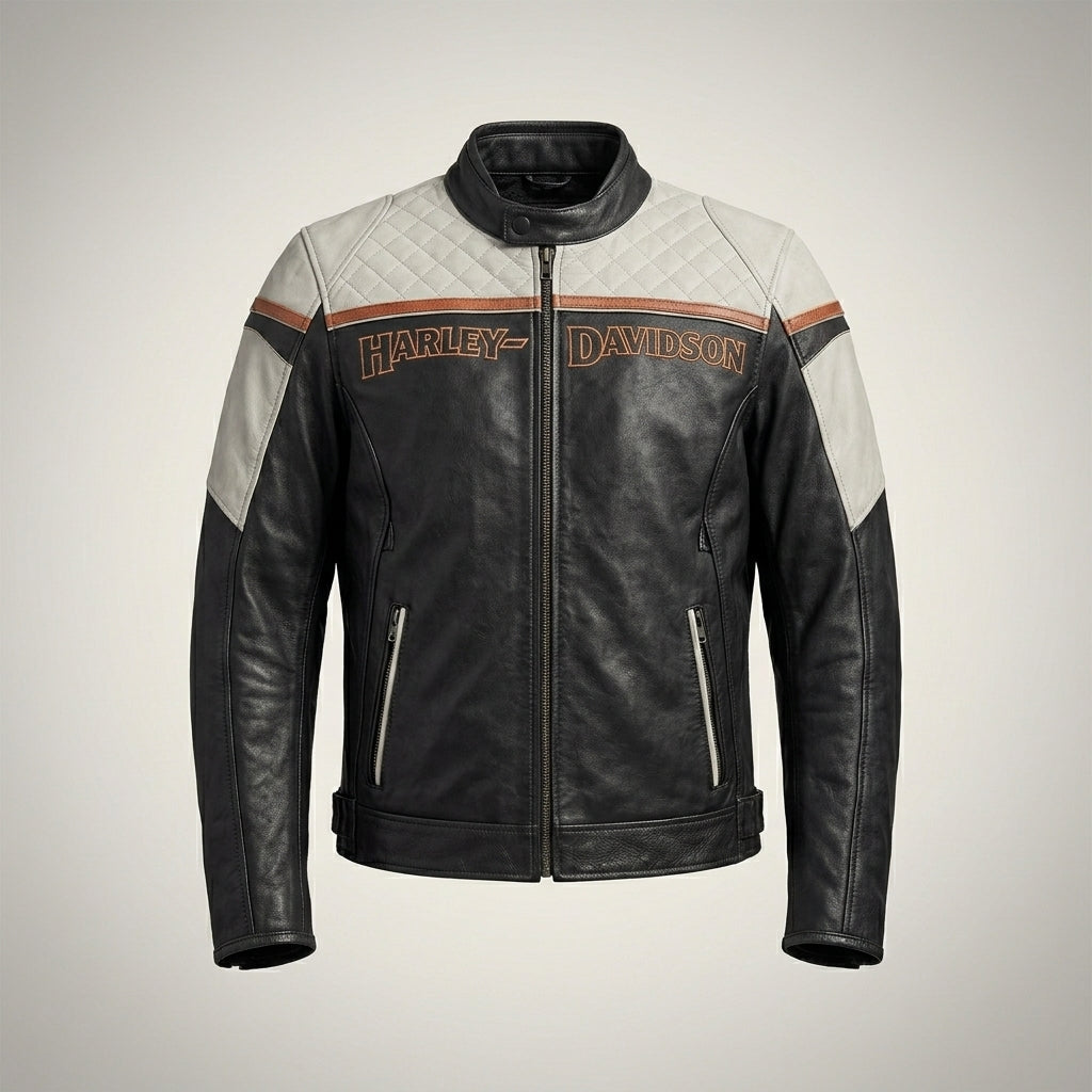 Klassische Herren-Leder-Bikerjacke – Harley Style Rider Edition