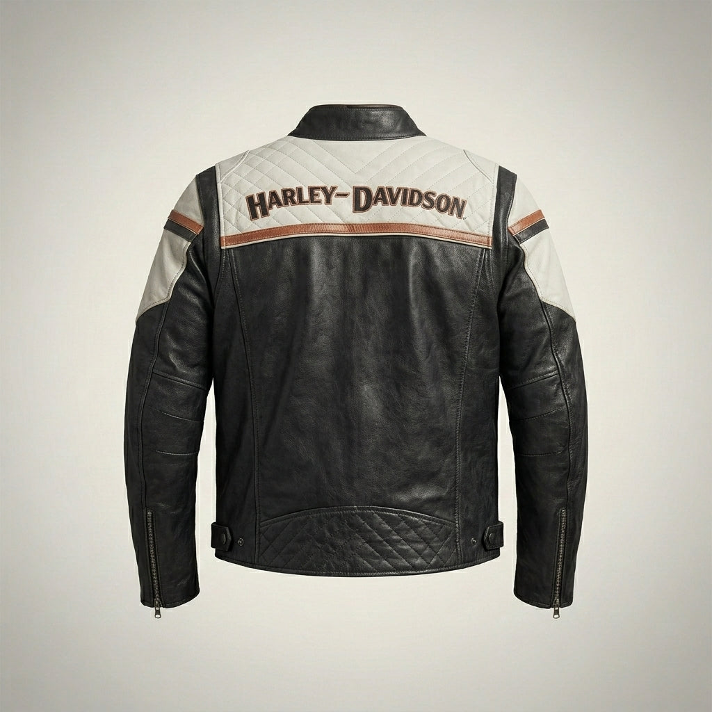 Klassische Herren-Leder-Bikerjacke – Harley Style Rider Edition